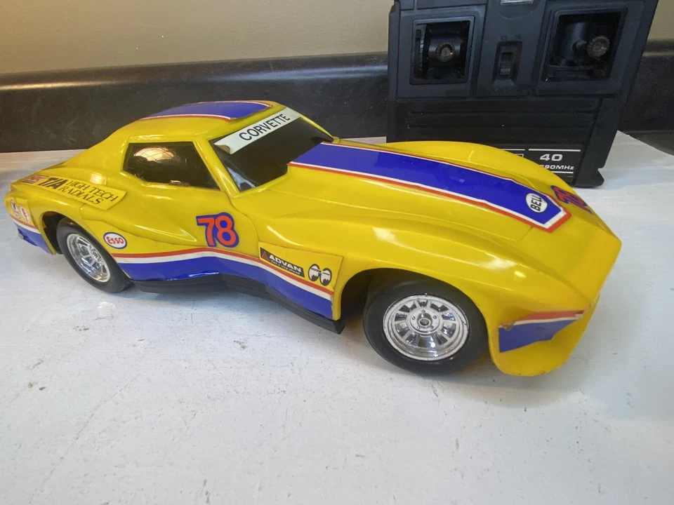 Vintage Yellow Corvette W/futaba remote High Tech Radials #78 - Image 3 of 4
