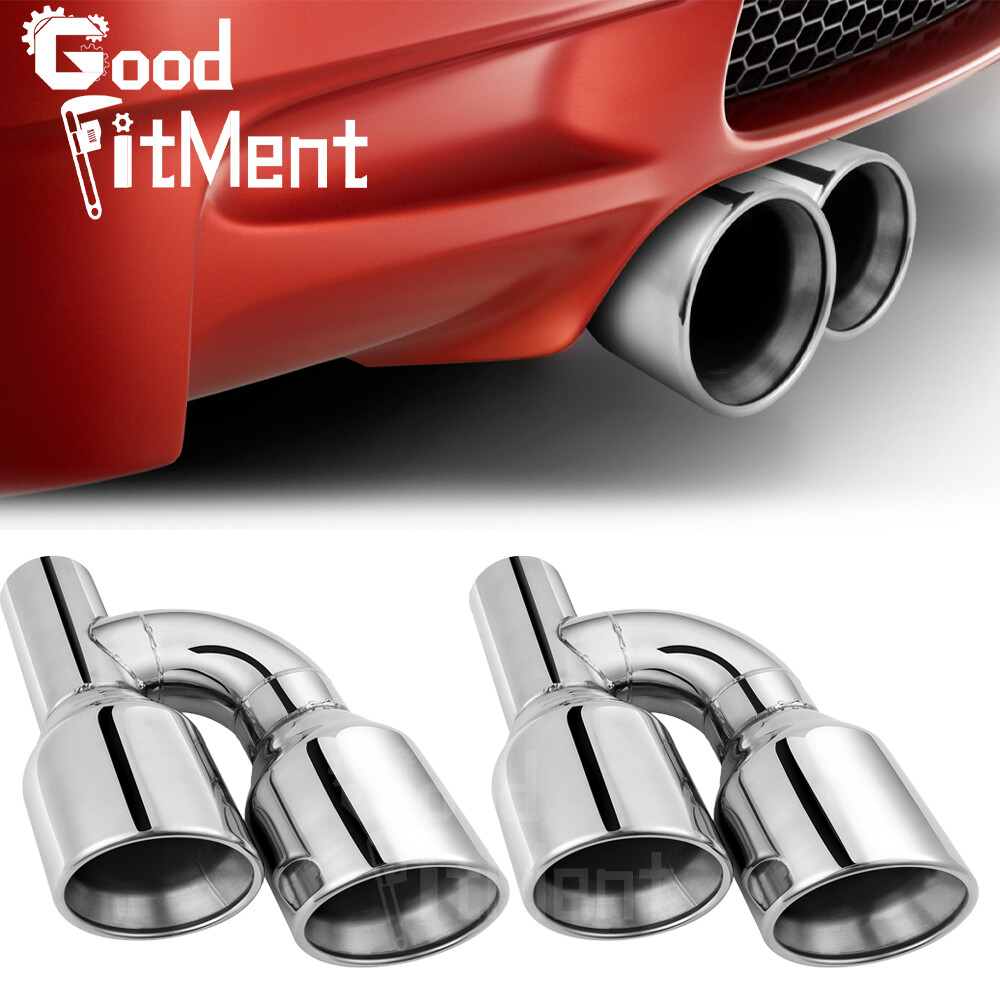 2Pcs Chrome Quad 4" Out Exhaust Tips 2.5" Bevel Slant Cut For Pontiac Firebird