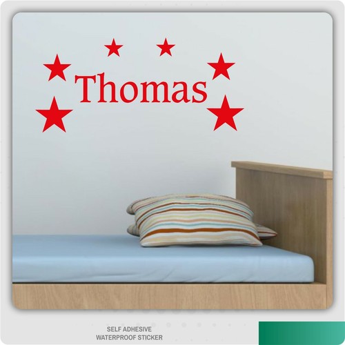 Personalised Name Wall Art Stars Vinyl Sticker Boys Room Bedroom Toy