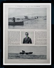 lito da rivista 1925 Eugenio Casagrande Partenza idrovolante Alcione x Argentina