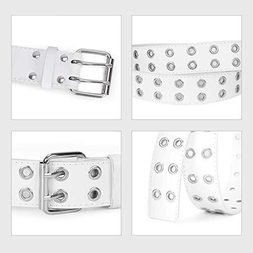 Double Grommet Belt PU Leather Punk Belt for suit for waist below