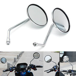1Pair Universal Motorcycle Rear View Rearview Side Round Mirrors 10mm For Yamaha