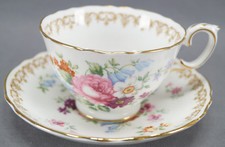 Crown Staffordshire England's Bouquet Bone China Tea Cup & Saucer Circa 1930s