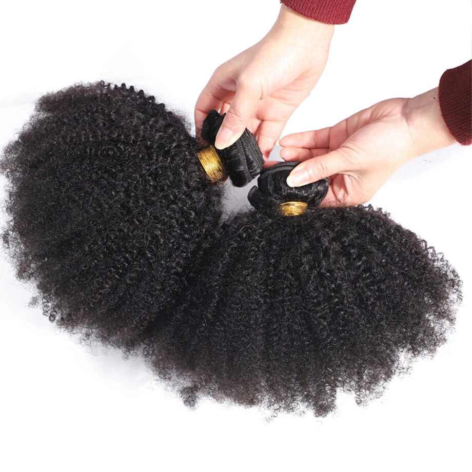 Extensiones de cabello humano rizado afro rizado virgen mongol sin procesar 100 g/paquete Foto 3 de 4
