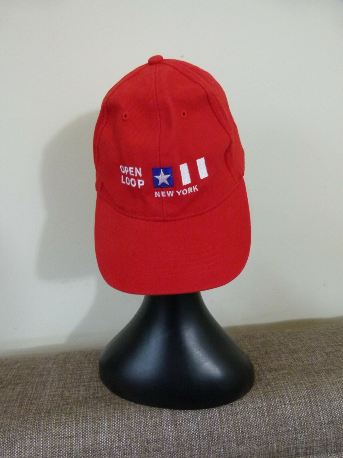 Baseball Cap Adjustable Open Loop New York 100% Cotton Red One Size-image