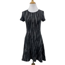 Maeve Dress Womens S Black Gray A Line Short Sleeve Skater Knit Anthropologie