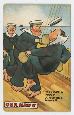 ''We Have a Navy a Fighting Navy'' Vintage Alf Hilton Our Navy Comic Postkarte S10