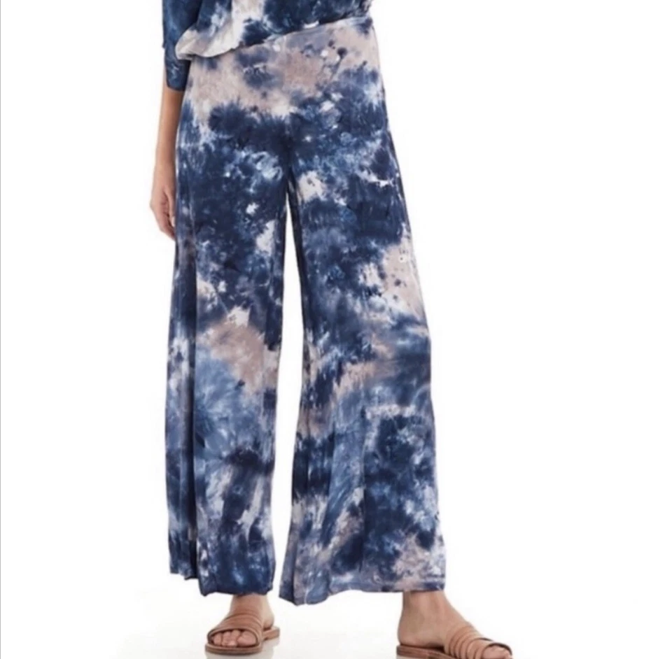 YOUNG FABULOUS & BROKEN Tie Dye Wide Leg Pant Multi Blue Aiko Midnight Canyon S - Bild 3 von 4