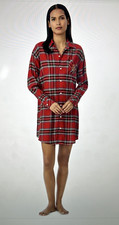 NEW RALPH LAUREN Size S Women's Pajama Sleep Shirt Red Plaid Brushed Twill