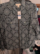 NWT Michael Kors Blue Patterned MK Logo Zip U...