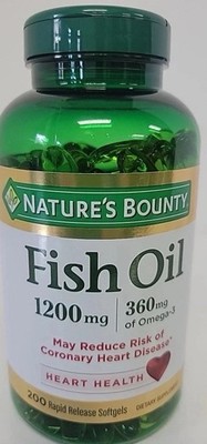 Nature's Bounty Fish Oil  1200 Mg 360 Mg Omega-3 200 Capsules Exp 12/2026 SEALED