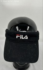 Vintage Fila 100 Cotton Black Visor Strapback Adjustable Golf Hat Cap Great