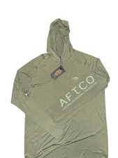AFTCO Hoodie Men Sz L Green AFTECH Performance Fishing Lightweight Pullover NWT