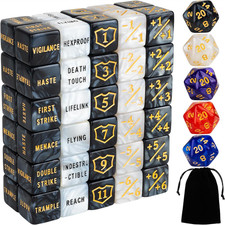 65 Pieces MTG Dice Counters Life Keyword Counter Dice Set plus One/+1 Buff