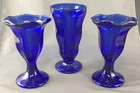 Anchor Hocking Cobalt Blue Ice Cream Sundae Glasses (2) Soda Parfait Glass (1)