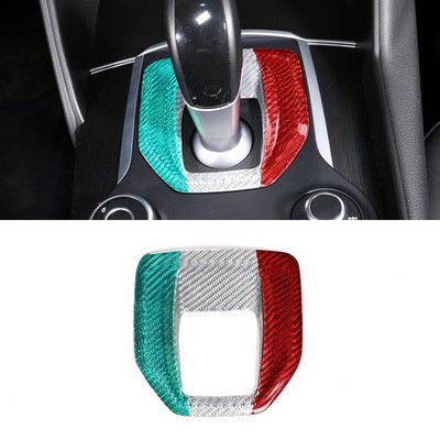 Tri-Color Real Carbon Fiber Small Gear Shift Trim For Alfa Romeo Giulia 2017-19