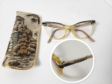 1950's Vintage American Optical Floral Cat Eye Glasses Frame "Red Dot" Hinges
