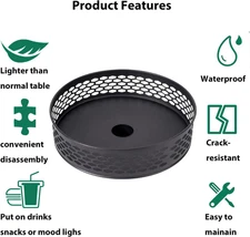 10 Patio Umbrella Table Tray Portable round with Hole for Beach Garden Pool