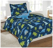 Comforter Set for Boys Dinosaur Dark Blue Green Grey New Twin 