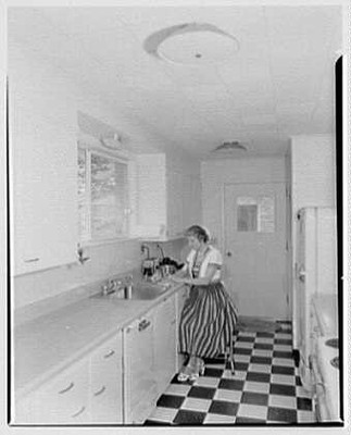 Photo:Mount Kisco NY Oscar M. Ruebhausen Kitchen 1957 Black White Interior