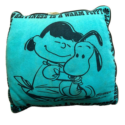 Vintage 1960s Snoopy Pillow with Lucy Blue Peanuts Collectible