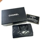 CHANEL Cambon Line 6 Key Case Black Leather CC Logo w/Box Authentic