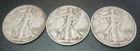 Lot of (3) 1943-P Walking Liberty Silver Half Dollars - 90% Silver - WW2 Era