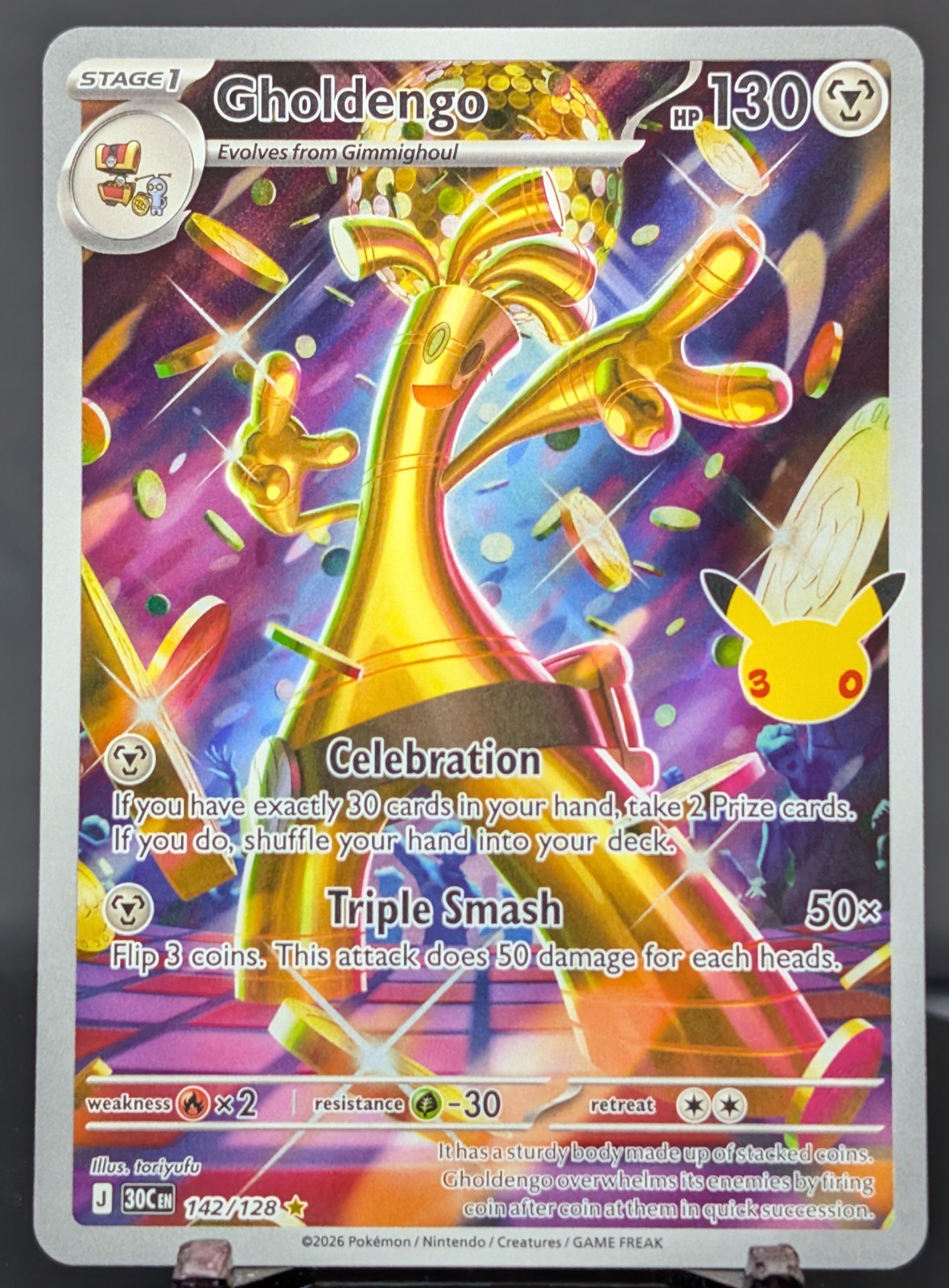Pokemon Gholdengo #142/128 English 30th Celebration Stamped ...