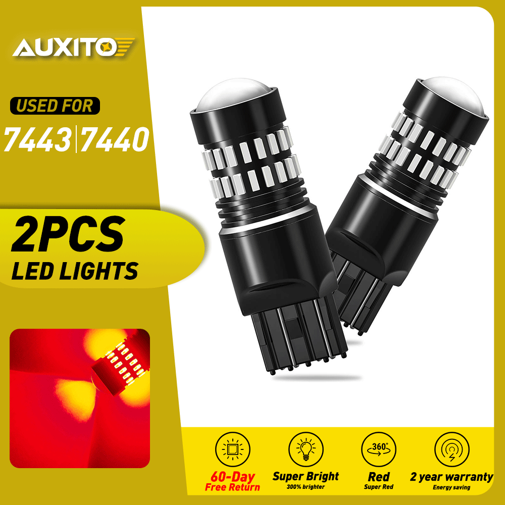AUXITO 7443 7440 LED Red Strobe Flash Brake Stop Tail Parking Light Bulbs CANBUS - Foto 11