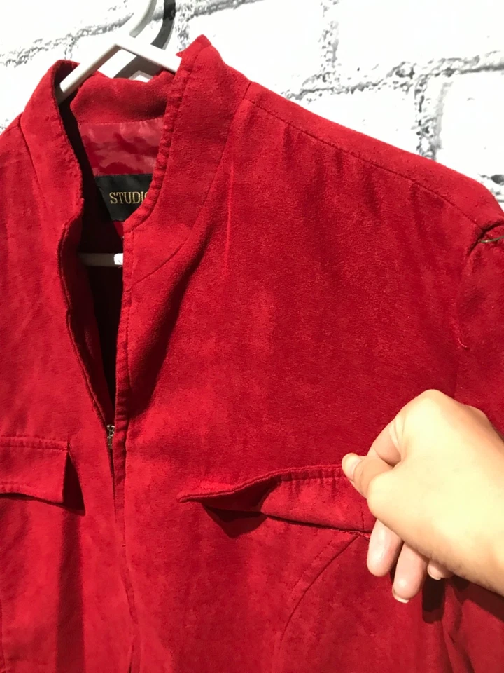 Chaqueta/Ablazer Studio I, Talla:16, Terciopelo Rojo Fino Largo Dormir Cremallera Completa, Poliéster Foto 4 de 4