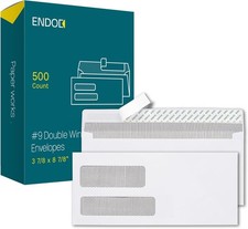 500 9 Double Window Envelopes Self Seal, 3 7/8 x 8 7/8" Security Tinted Envel...