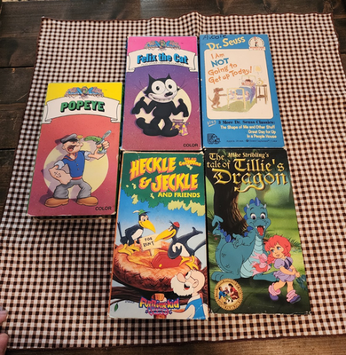 #ad Small Lot of Kids VHS tapes POPEYE FELIX THE CAT DR SEUSS TILLY DRAGON HECK JECK $9.99