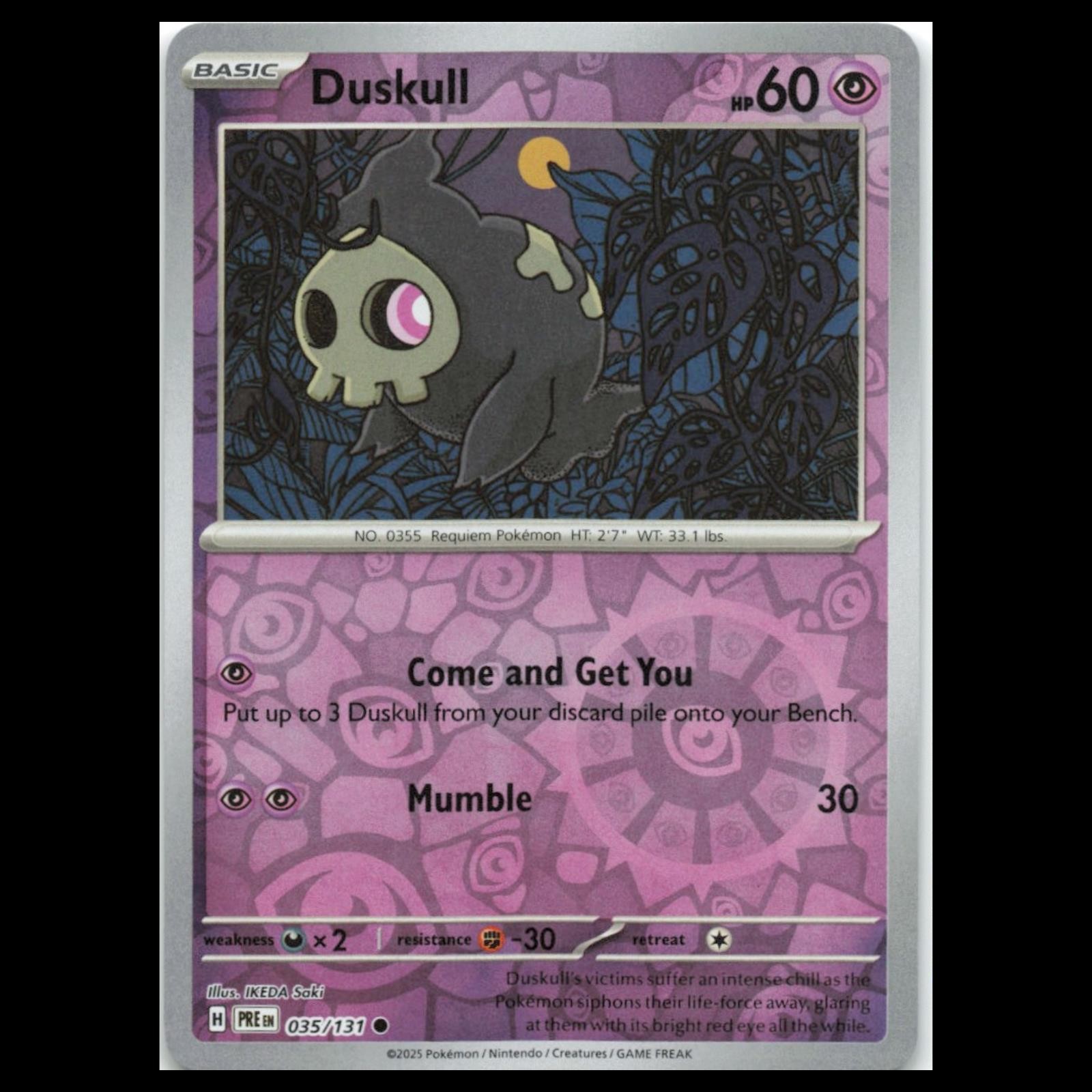 Duskull #35 2025 Scarlet - Violet Series - Prismatic Evolutions Common Pokemon