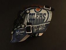 GRANT FUHR-ANDY MOOG-BILL RANFORD AUTO'D OILERS MINI GOALIE MASK JSA
