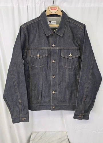 Tellason Selvege Denim Jacket Mens  Selvedge Blue Trucker Jean Made in USA Large - product listing photo