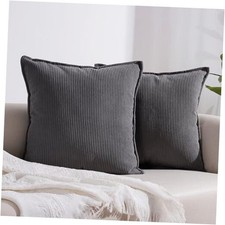 Corduroy Throw Pillow Covers Pack of 2 Soft Soild 18" x 18" Pack of 2 Grey