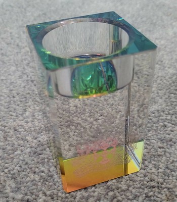 Kristall Teelichthalter schwer makellos Eleganz modern Fastpostage   