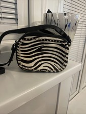 FURLA Zebra Monotone Animal Print Shoulder Bag Leather Women's Handbag