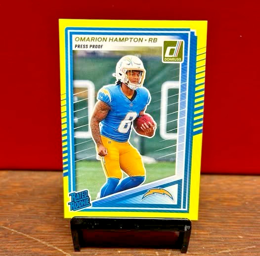 2025 Donruss Football- Omarion Hampton Rated Rookie (Yellow) Press Proof #303 LA