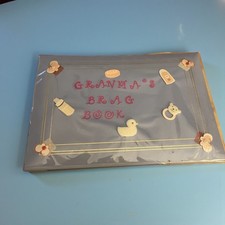Grandmas Brag Book Baby Girl Photo Album Pink White Accents Newborn TI03