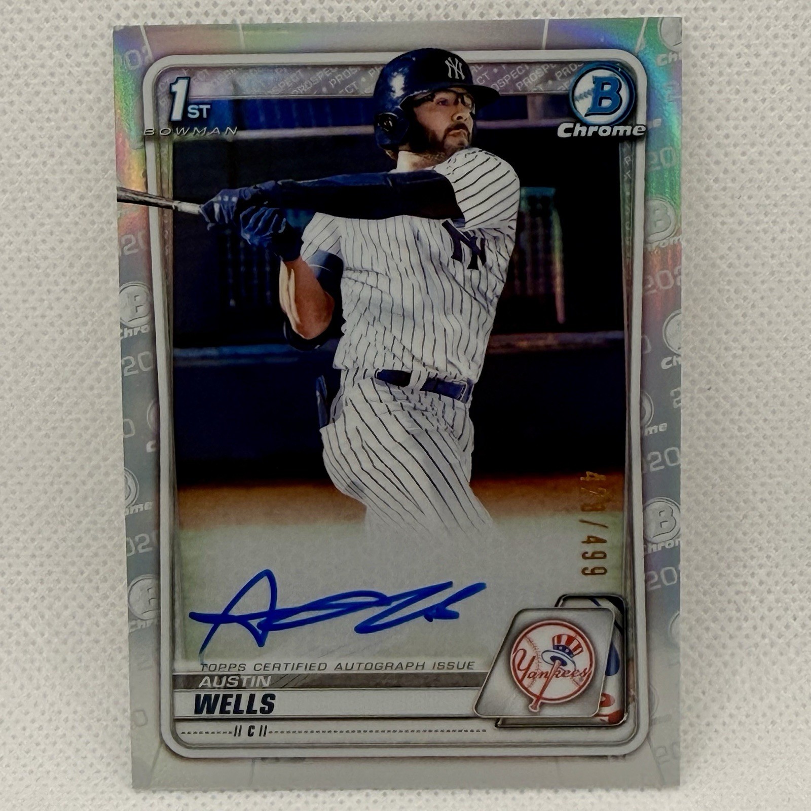 2020 Bowman Draft Austin Wells Auto Chrome Refractor /499 #CDA-AWE Yankees
