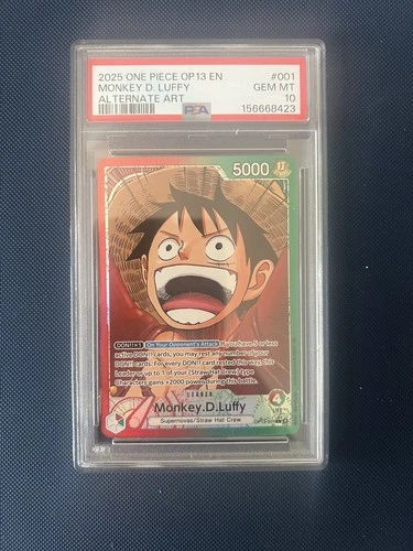 Monkey D Luffy (Alternate Art) OP13 Leader One Piece Carrying on His Will PSA 10