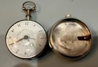 ANTIQUE FUSEE SILVER PAIR CASE CALENDAR POCKET WATCH  late 1700s, 57mm
