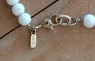 Vintage Monet White Beaded Necklace with Gold Beads Acsents  7"  Signed Gold Tag — photo 2