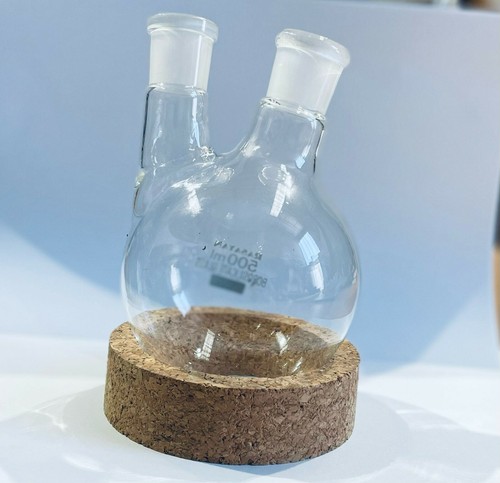 Boiling Flask ROUND Bottom 2 Neck 24/29 & 24/29 -500ml Borosilicate Glass -1Ea - Picture 5 of 6