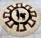 Vintage Authentic Peruvian Alpaca Rug 60” In Diameter Handmade With Fur