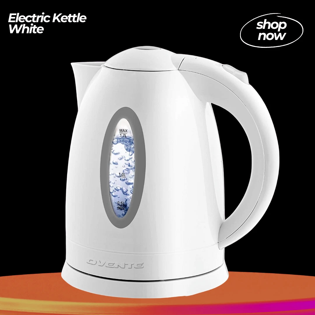 1.7L White BPA-Free Electric Kettle for Coffee/Tea