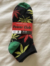 Power Club Ankle Multi Colored HEMP / WEED Socks 9-11 Anklet 6 PAIRS NWT