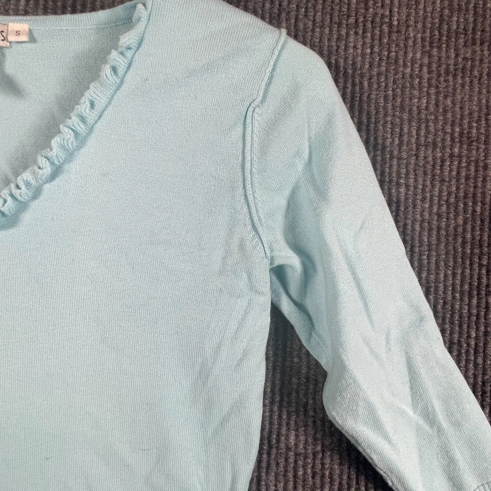 Nomadic Traders Sweater Womens Small S Blue Cotton Fringe Lightweight Comfort - Image 3 of 4