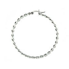 Adamina: 50mm Large Stainless Steel Twisted Hoop Earrings